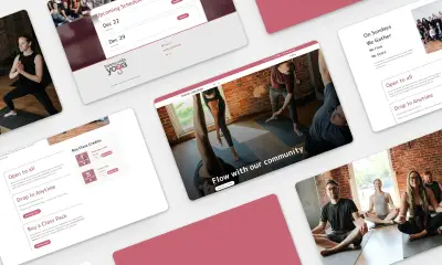 Buena Vida Yoga website pages: Flow with our community hero, class credit packs, upcoming schedule and drop-in options